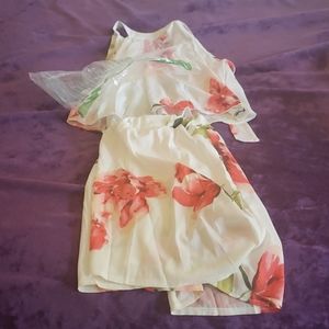 NWT white floral chiffon two piece romper size L